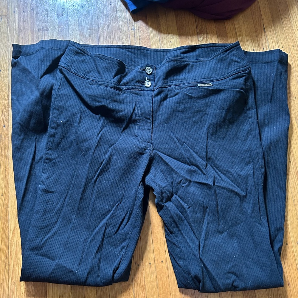 Black Anne Klein flared ribbed pants